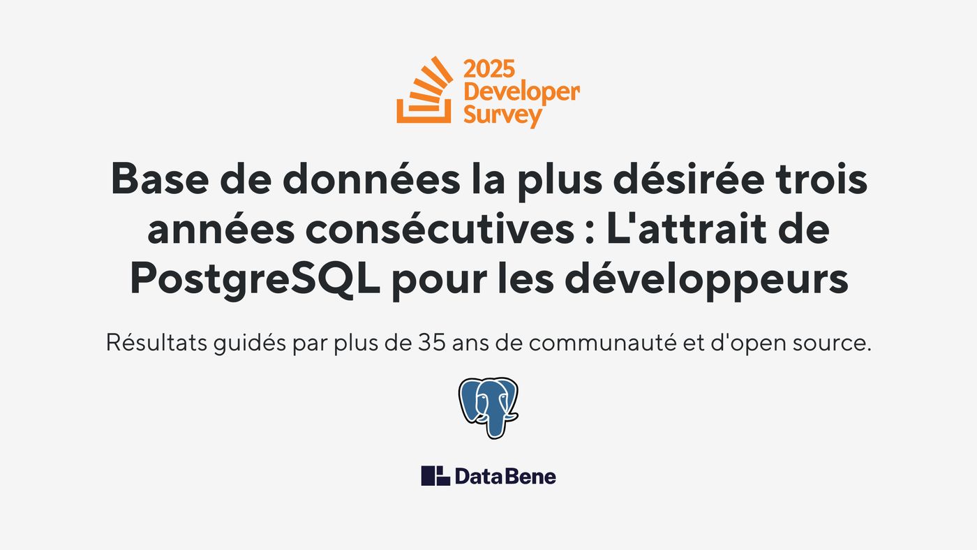 Base de données la plus désirée trois années consécutives : L'attrait de PostgreSQL pour les développeurs. Résultats guidés par plus de 35 ans de communauté et d'open source.